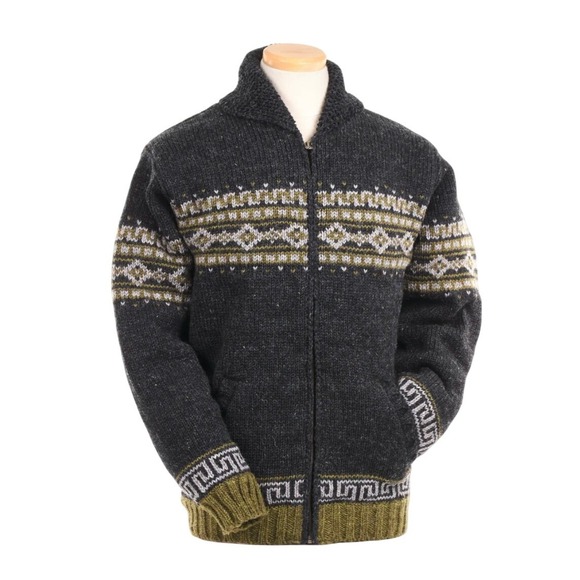 Lost Horizons Call of the Wild Cardigan Sweater Howling Wolf Fair Isle Pattern L - Picture 5 of 10